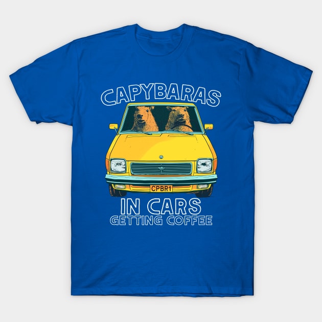 Capybaras In Cars Getting Coffee T-Shirt by DankFutura